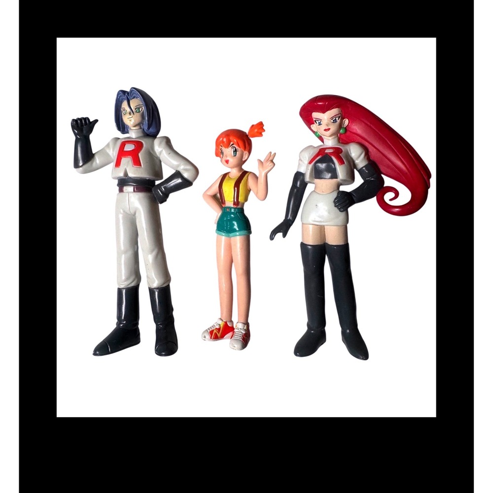 Vintage 1998 Tomy Pokemon Figures Team Rocket Jessie James Misty Auldey PVC Set